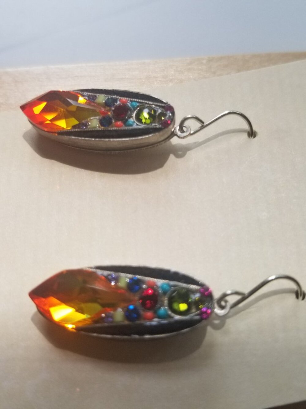 FIREFLY EARRINGS mosiac crystals and beaded - Picture 3 of 5